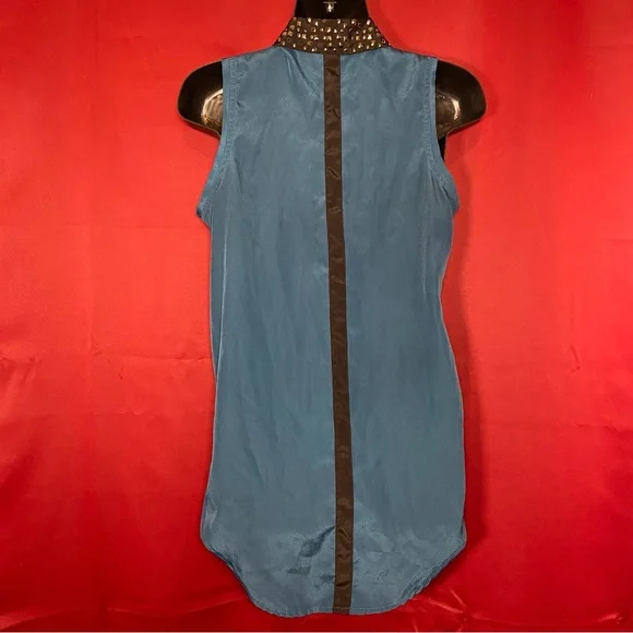 SOLD: Rock & Republic Blue Sleeve Blouse with Studded Collar - Picture 7 of 10
